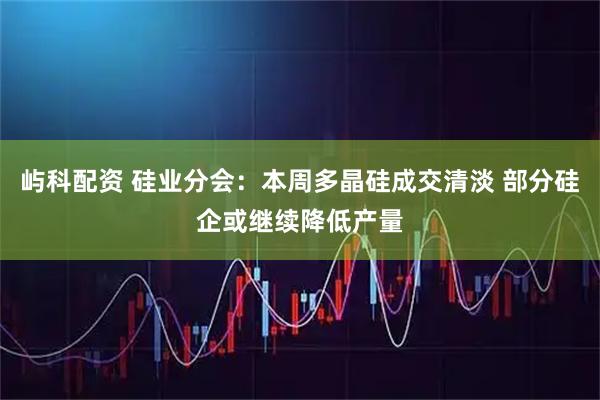 屿科配资 硅业分会：本周多晶硅成交清淡 部分硅企或继续降低产量