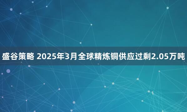 盛谷策略 2025年3月全球精炼铜供应过剩2.05万吨